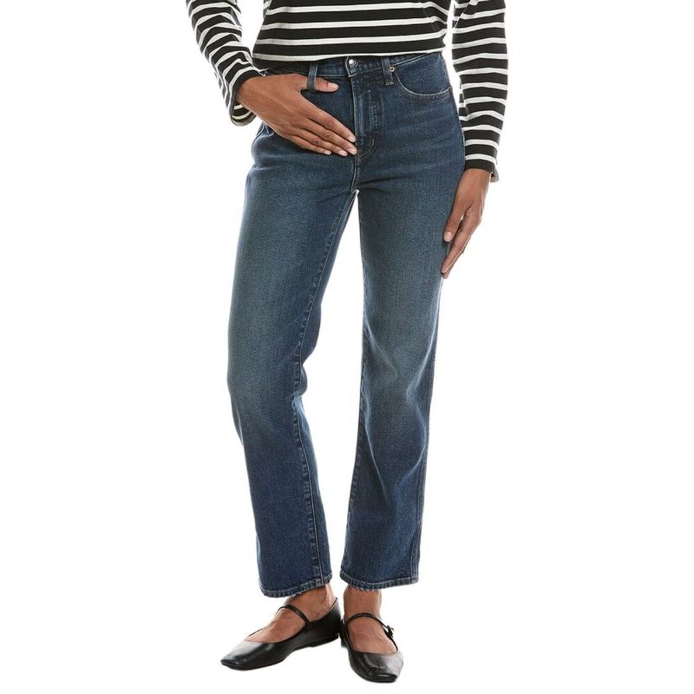 Madewell Womens The Longline Midnight Waters Wash Straight Jean, Blue